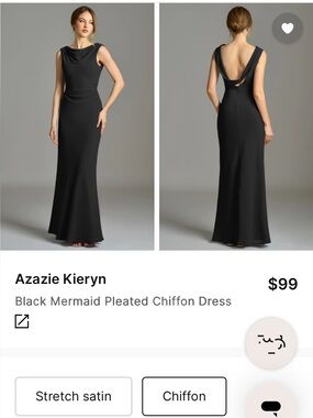 Azazie Black Backless Mermaid Gown